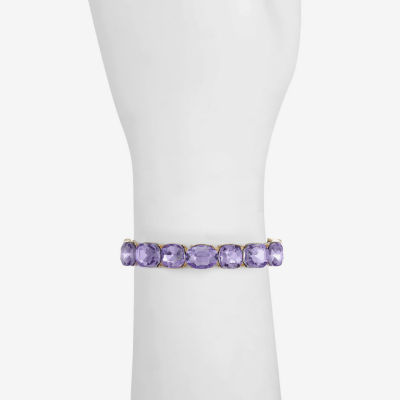 Monet Jewelry Womens Purple Glass Cushion Stretch Bracelet