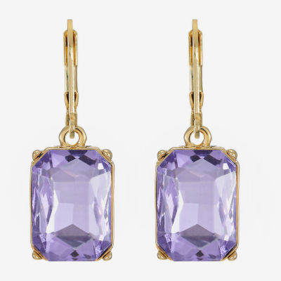 Monet Jewelry Womens Purple Glass Drop Earrings