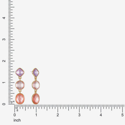 Monet Jewelry Womens Pink Glass Oval Round Hypoallergenic Drop Earrings