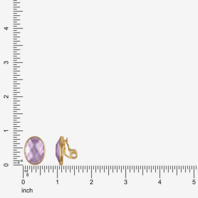 Monet Jewelry Womens Purple Glass Oval Clip On Earrings