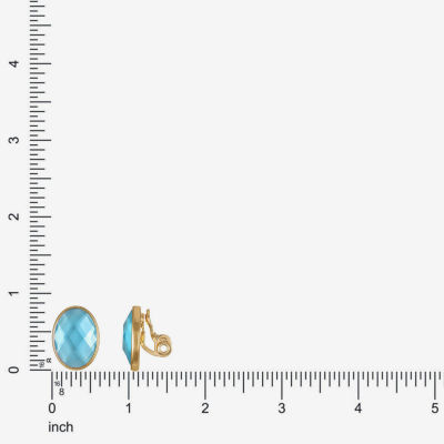 Monet Jewelry Womens Blue Glass Oval Clip On Earrings