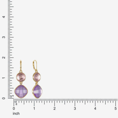 Monet Jewelry Womens Pink Glass Round Cushion Drop Earrings