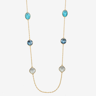 Monet Jewelry Womens Blue Glass 36 Inch Strand Necklace