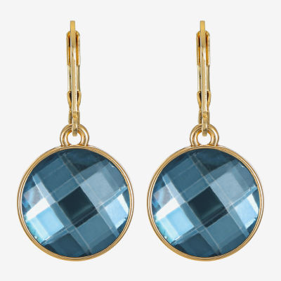 Monet Jewelry Womens Blue Glass Round Drop Earrings