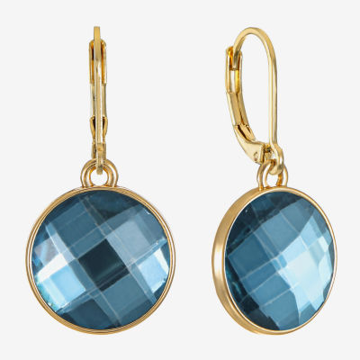 Monet Jewelry Womens Blue Glass Round Drop Earrings
