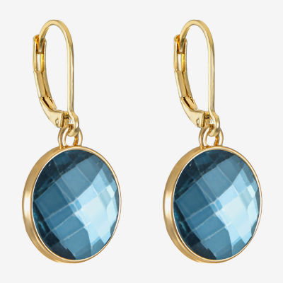 Monet Jewelry Womens Blue Glass Round Drop Earrings