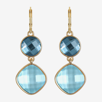 Monet Jewelry Womens Blue Glass Round Drop Earrings
