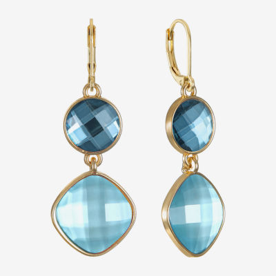 Monet Jewelry Womens Blue Glass Round Drop Earrings