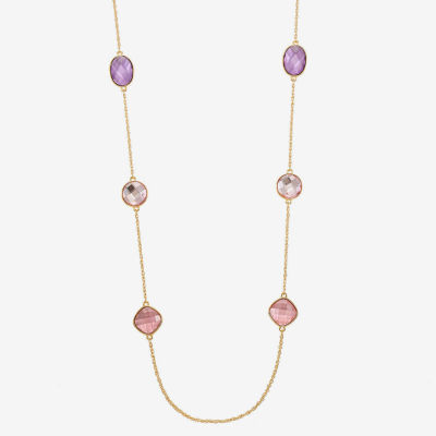 Monet Jewelry Womens Pink Glass 36 Inch Strand Necklace