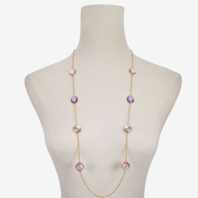 Monet Jewelry Womens Pink Glass 36 Inch Strand Necklace