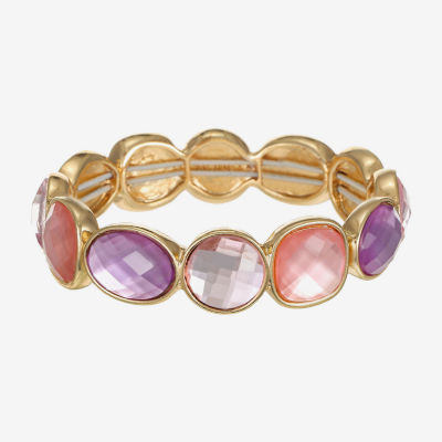 Monet Jewelry Womens Pink Glass Round Stretch Bracelet
