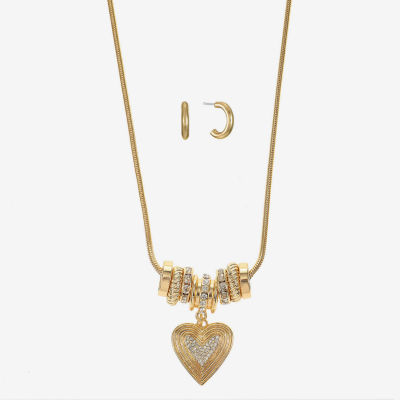 Liz Claiborne Womens Glass Heart 2-pc. Jewelry Set