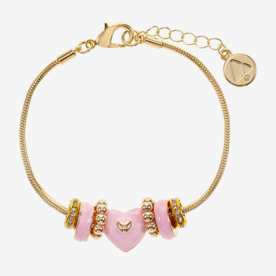 Liz Claiborne Womens Glass Heart Charm Bracelet