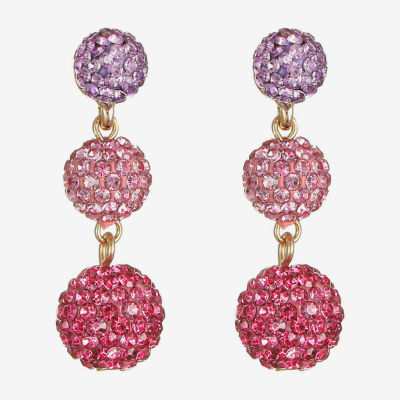 Monet Jewelry Womens Pink Glass Round Hypoallergenic Drop Earrings