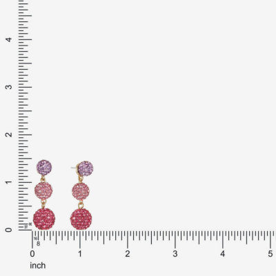 Monet Jewelry Womens Pink Glass Round Hypoallergenic Drop Earrings