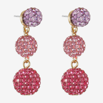 Monet Jewelry Womens Pink Glass Round Hypoallergenic Drop Earrings