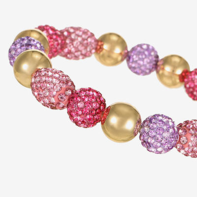 Monet Jewelry Womens Pink Glass Round Stretch Bracelet
