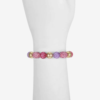 Monet Jewelry Womens Pink Glass Round Stretch Bracelet