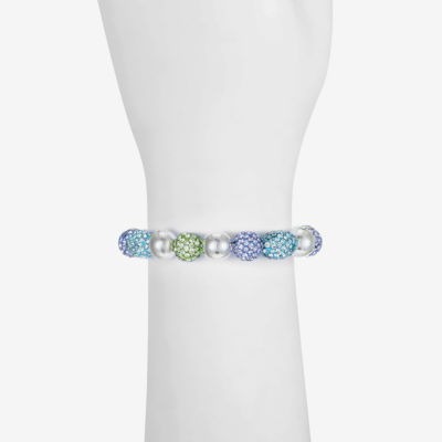 Monet Jewelry Womens Blue Glass Round Stretch Bracelet