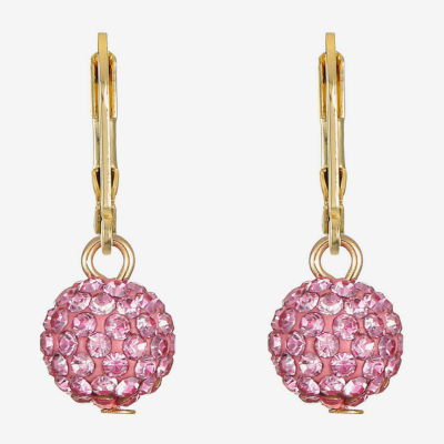 Monet Jewelry Womens Pink Glass Round Drop Earrings