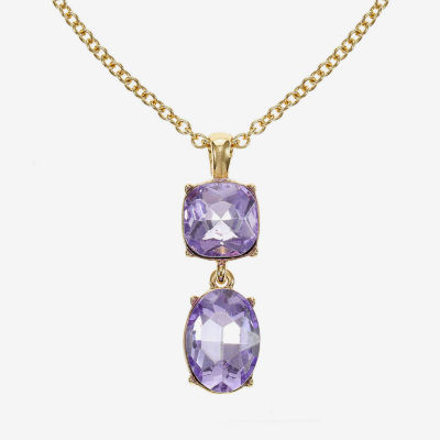 Monet Jewelry Womens Glass Cushion 17 Inch Pendant Necklace