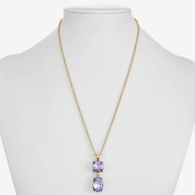 Monet Jewelry Womens Glass Cushion 17 Inch Pendant Necklace