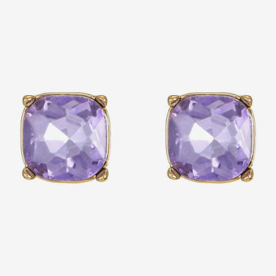 Monet Jewelry Purple Glass 10mm Cushion Stud Earrings