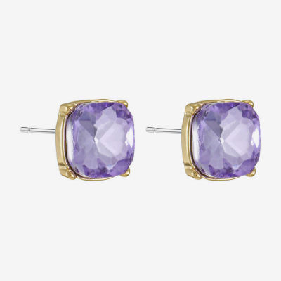 Monet Jewelry Purple Glass 10mm Cushion Stud Earrings