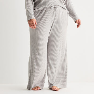 Ambrielle Womens Plus Rib Pajama Pants