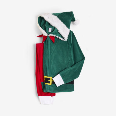 North Pole Trading Co. Elf Little & Big Kid Unisex Microfleece Hooded Long Sleeve Matching Family One Piece Pajama