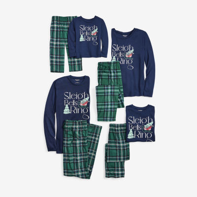 North Pole Trading Co. Sleigh Bells Ring Big Kid Unisex Crew Neck Long Sleeve 2-pc. Matching Family Husky Pajama Sets