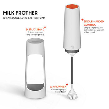 Sharper Image Milk Frother for Dense and Long Lasting Foam Creation - White