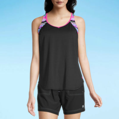 Zeroxposur Plus Tankini Swimsuit Top and Bottoms, Color: Liquorice