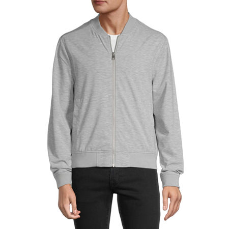 J. Ferrar Mens Lightweight Bomber Jacket, Medium, Gray