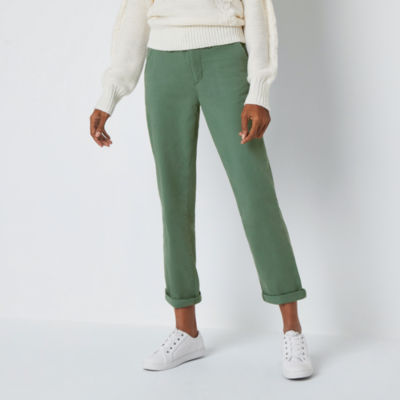 St. John's Bay Women's  Relaxed Fit Girl Friend Chino Pant