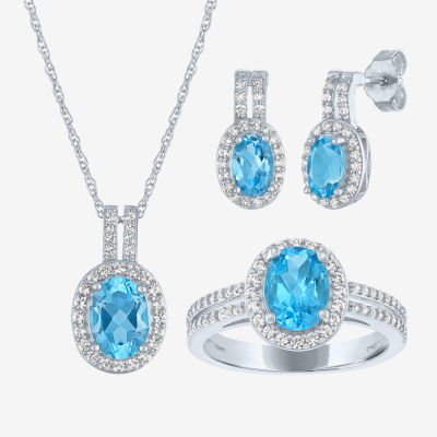 Genuine Blue Topaz Sterling Silver 3-pc. Jewelry Set