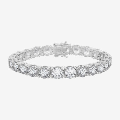 Diamonart White Cubic Zirconia Sterling Silver Round 7.25 Inch Tennis Bracelet