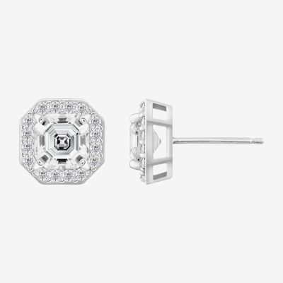 Diamonart White Cubic Zirconia Sterling Silver 10.3mm Stud Earrings