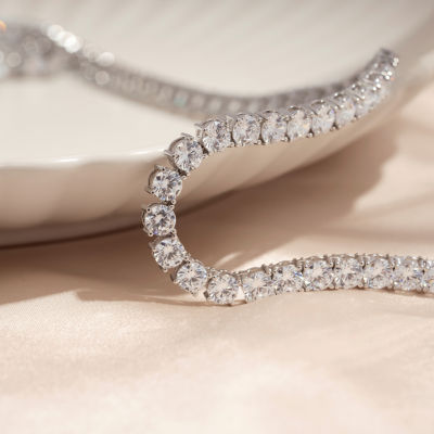 Diamonart Womens White Cubic Zirconia Sterling Silver 17 Inch Tennis Necklace