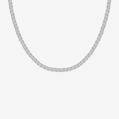 Diamonart Womens White Cubic Zirconia Sterling Silver 17 Inch Tennis Necklace
