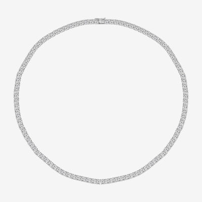 Diamonart Womens White Cubic Zirconia Sterling Silver Round Tennis Necklaces
