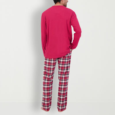Hanes Mens Crew Neck Long Sleeve 2-pc. Pant Pajama Set