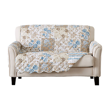 Linery Floral Loveseat Protector In Sand