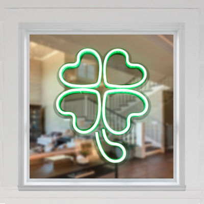 Northlight 15in Led Lighted Neon Style Green Shamrock Silhouette St. Patricks Day Window Decor