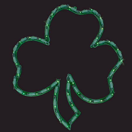 Northlight 17in Lighted Irish Shamrock Silhouette St. Patricks Day Window Decor, One Size, Green