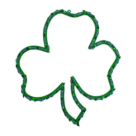 Northlight 17in Lighted Irish Shamrock Silhouette St. Patricks Day Window Decor, One Size, Green