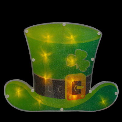 Northlight 12.5in Led Lighted Irish Leprechaun Hat Silhouette With Timer St. Patricks Day Holiday Window Decor