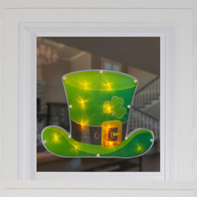 Northlight 12.5in Led Lighted Irish Leprechaun Hat Silhouette With Timer St. Patricks Day Holiday Window Decor