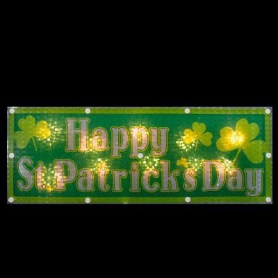 Northlight 17in Lighted Holographic Happy Silhouette St. Patricks Day Window Decor