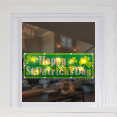 Northlight 17in Lighted Holographic Happy Silhouette St. Patricks Day Holiday Window Decor
